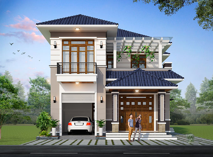 Xây Nhà Trọn Gói Đông Anh - Biệt Thự Mái Nhật